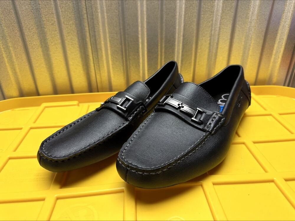 Calvin Klein Magnus Loafers Black Leather Mens US 11.5 EU 45 Used